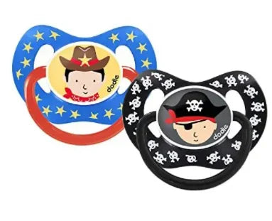 Dodie sucette physiologique +18 mois duo garçon pirate cowboy