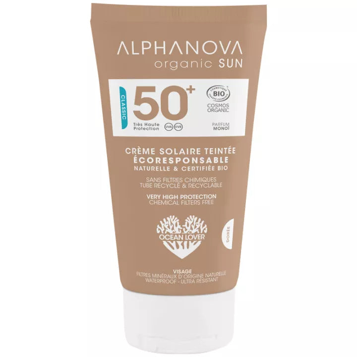 Alphanova Crème Solaire Teintée Claire Certifiée Bio SPF 50+
