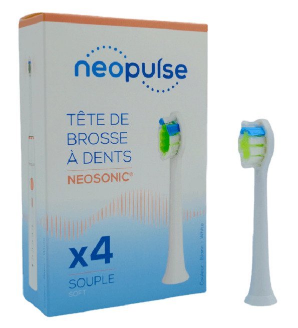 Neopulse recharge 4 tetes brosse a dents electrique blanc souple