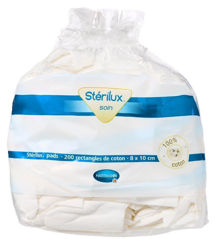 Hartmann sterilux coton pads rectangles 8*10cm x200u