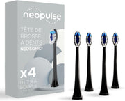 Neopulse recharge 4 tetes brosse a dents electrique neosonic noir ultra souple