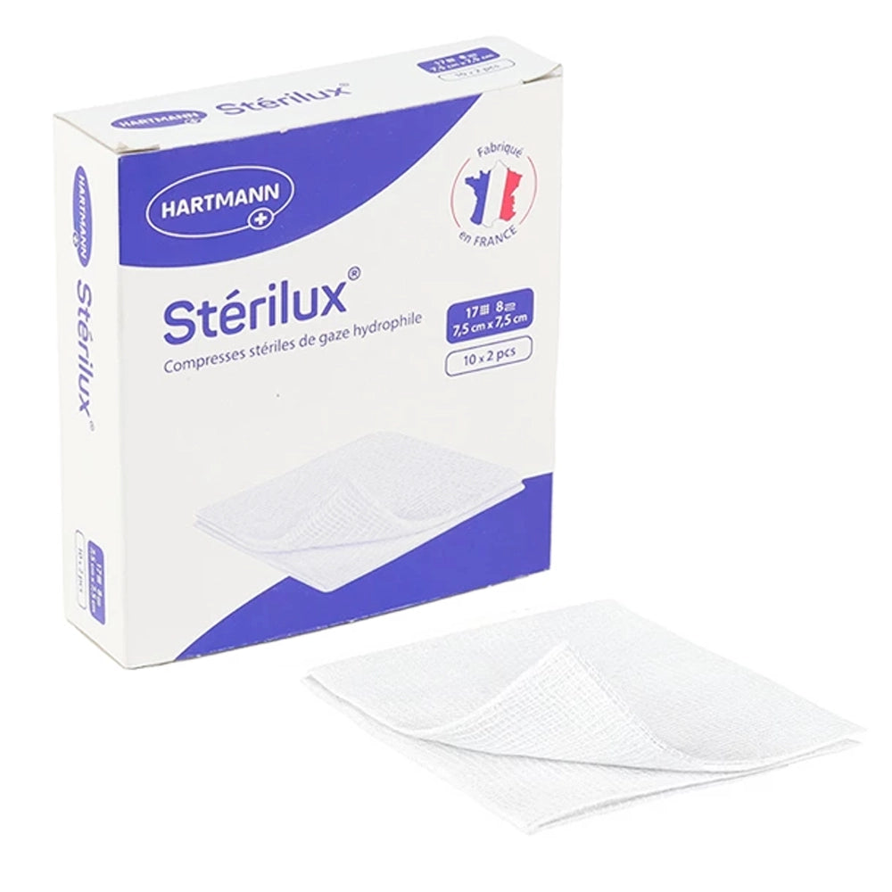 Hartmann sterilux sterile compresses de gaze 7.5*7.5cm x20u