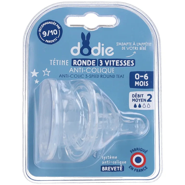Dodie tétines initiation+ anti-colique débit 2 0-6 mois x2