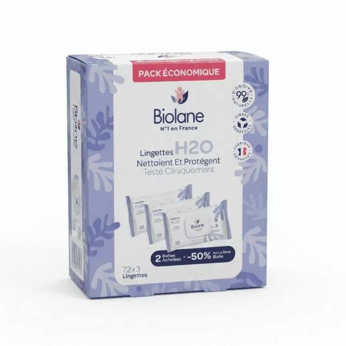 Biolane Pack Lingettes H2O 72x3