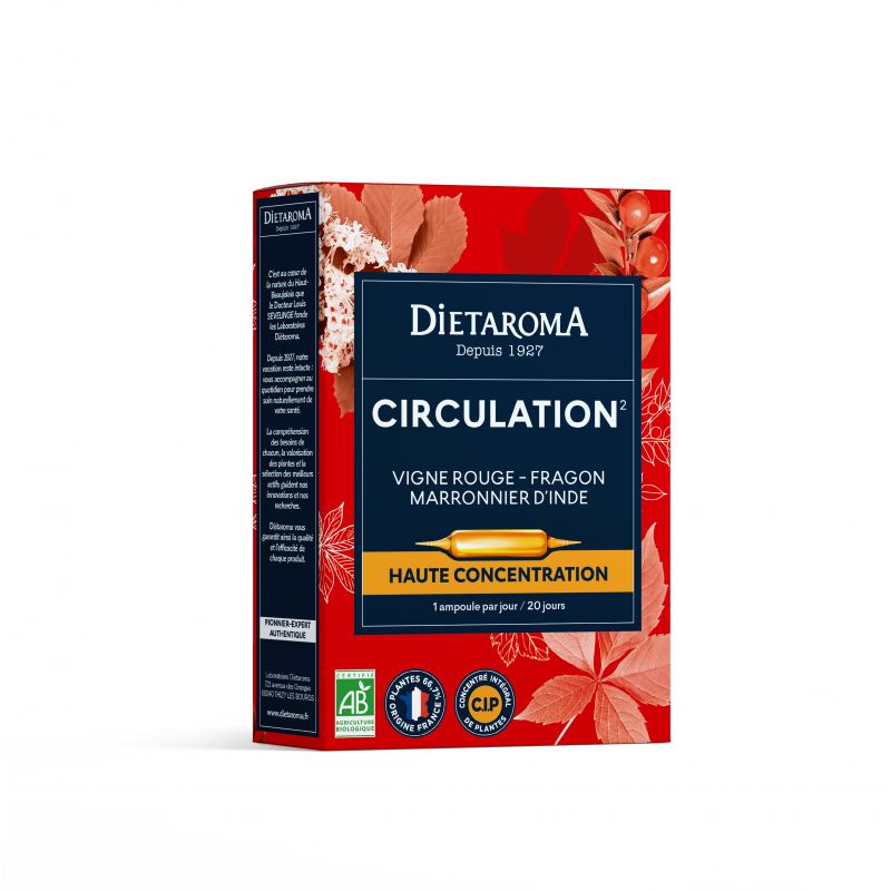 Dietaroma C.I.P. Circulation Vigne Rouge Marronnier d'Inde Fragon Bio 20 ampoules