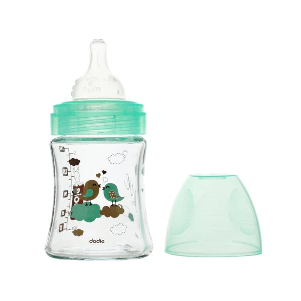 Dodie biberon initiation+ verre 150 ml vert oiseaux 0-6 mois