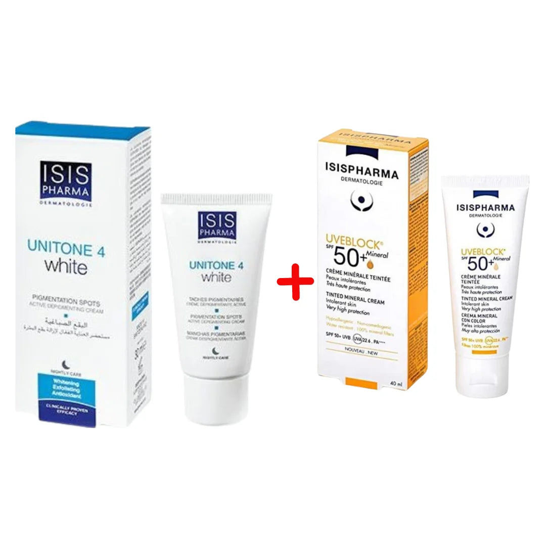 Isispharma Pack Unitone 4 White Creme + UVB 50 Mineral Teinte