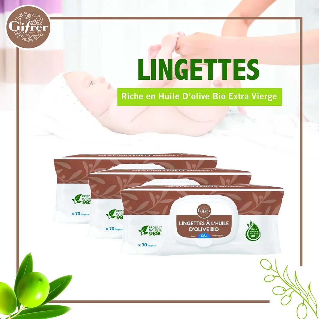 Gifrer lingettes bebe au liniment huile olive x70