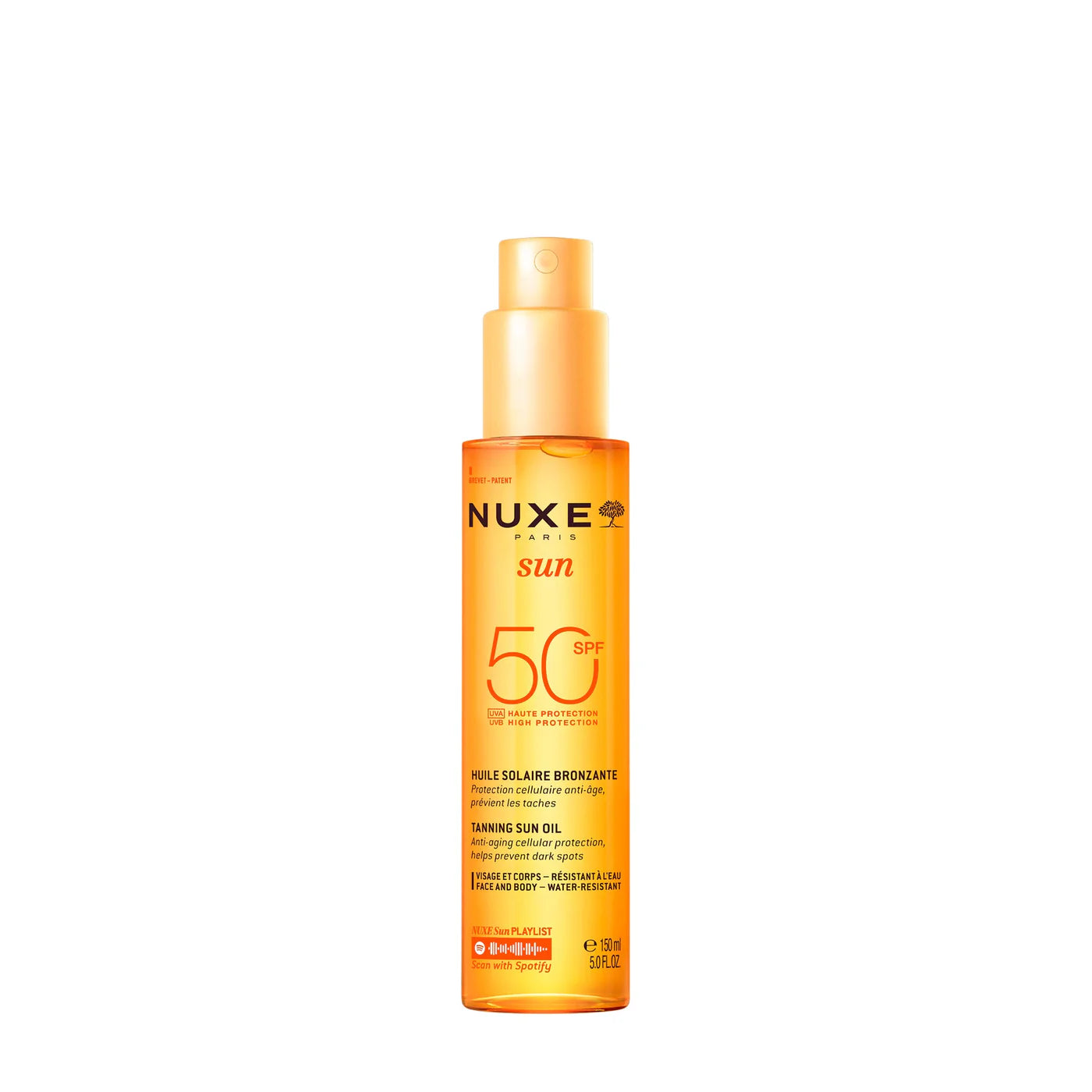 Nuxe sun huile bronzante haute protection spf 50 150ml