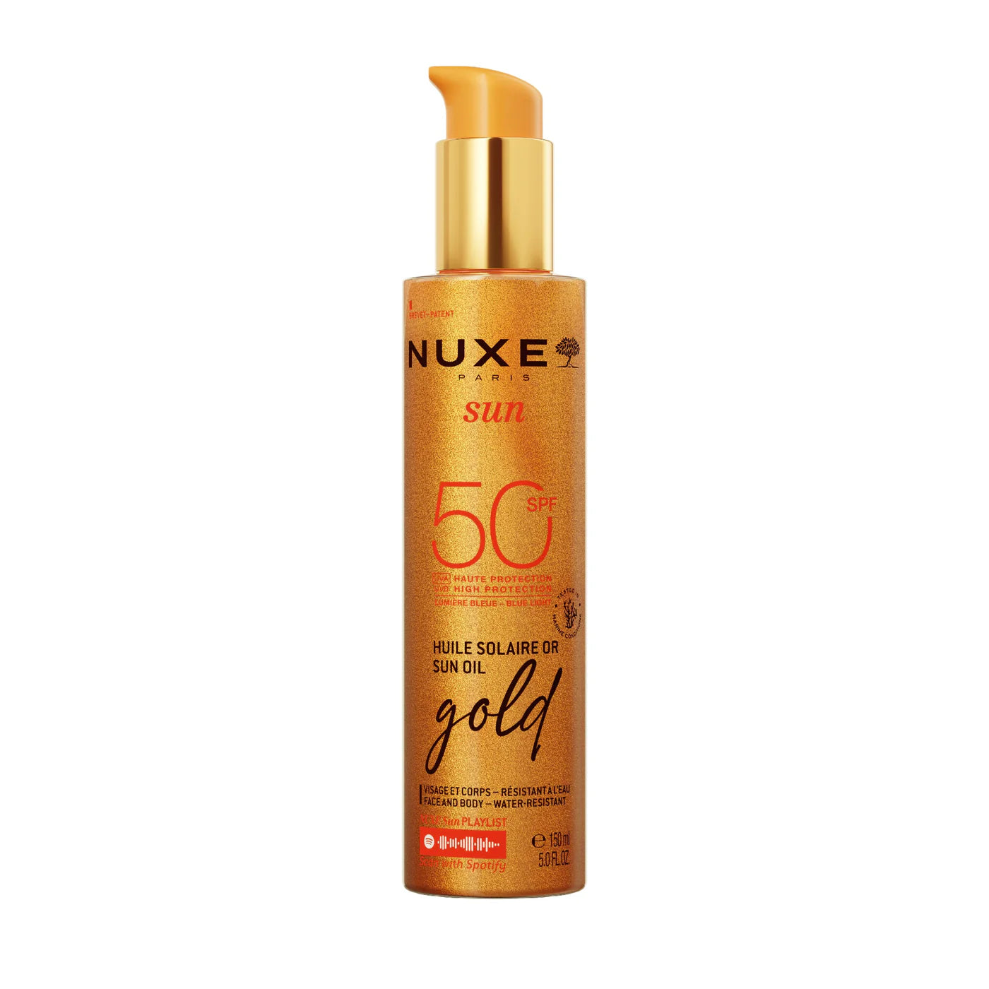 Nuxe sun huile solaire or visage et corps gold spf50 150ml