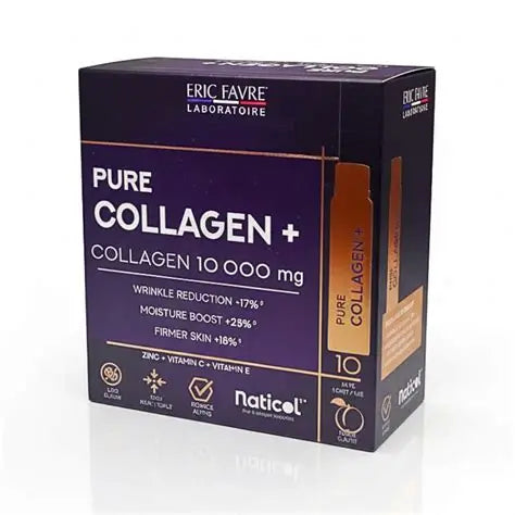 Eric Favre Pure Collagen + 10000mg Formule Liquide Pêche 10 monodoses 25ml