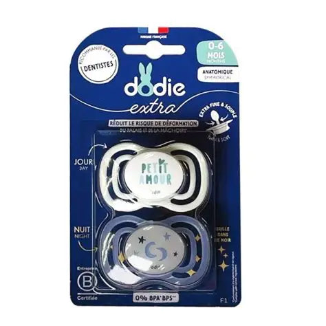 Dodie sucette 0-6 mois duo extra fine jour nuit
