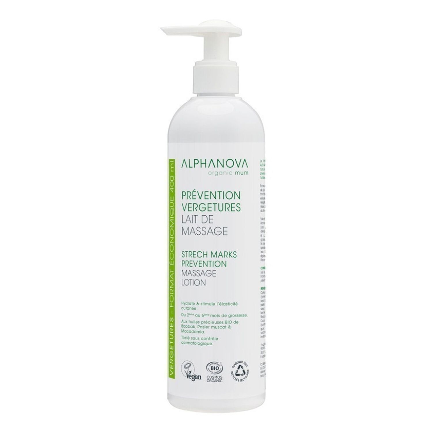 Alphanova Lait de Massage Prévention Vergetures Organic Mum