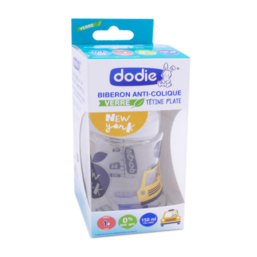Dodie biberon sensation+ verre 150 ml NYC 0-6 mois