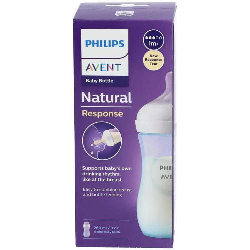 Philips avent biberon natural 3.0 avec tetine natural 1m+ 260 ml bleu