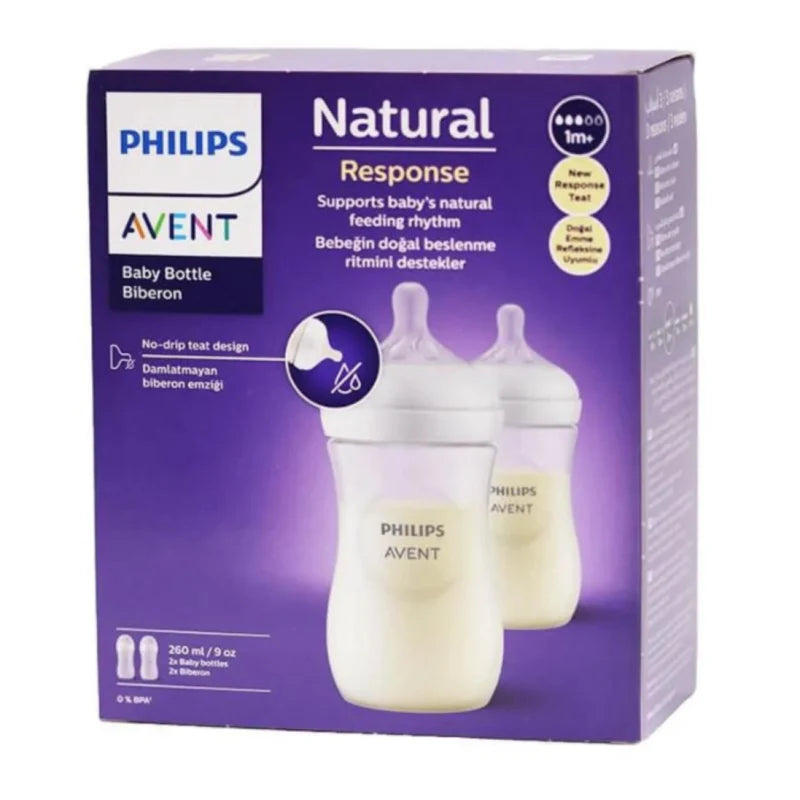 Philips avent natural bottle 3.0 with natural response teat, 1m+, 260ml, 2 pieces
