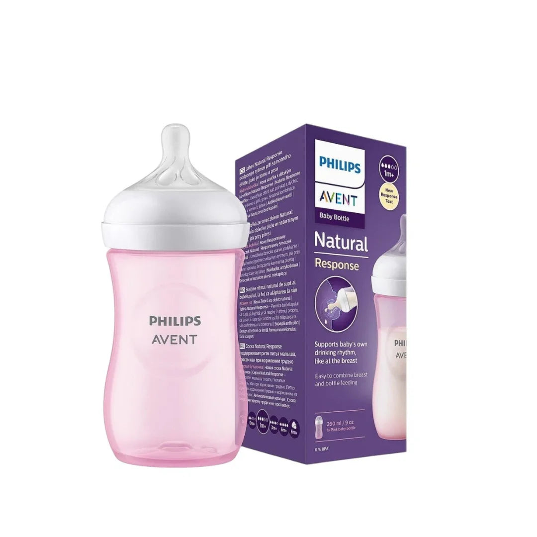 Philips avent natural bottle 3.0 with natural response teat, 1m+, 260ml, pink