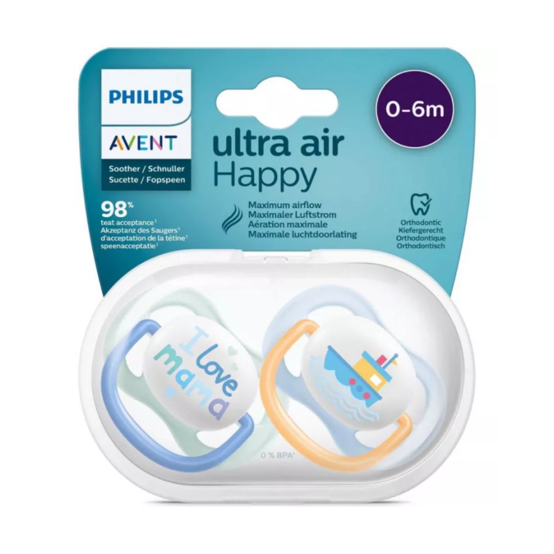 Philips avent sucette air coll 0-6m boy mam/boa