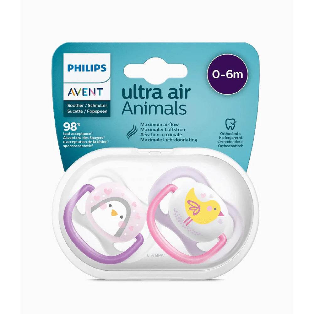 Philips avent sucette ortho 0-6m girl peng/bird