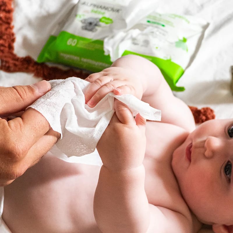 Alphanova Lingettes Bébé Nettoyantes Sans Parfum Olive 60 unités