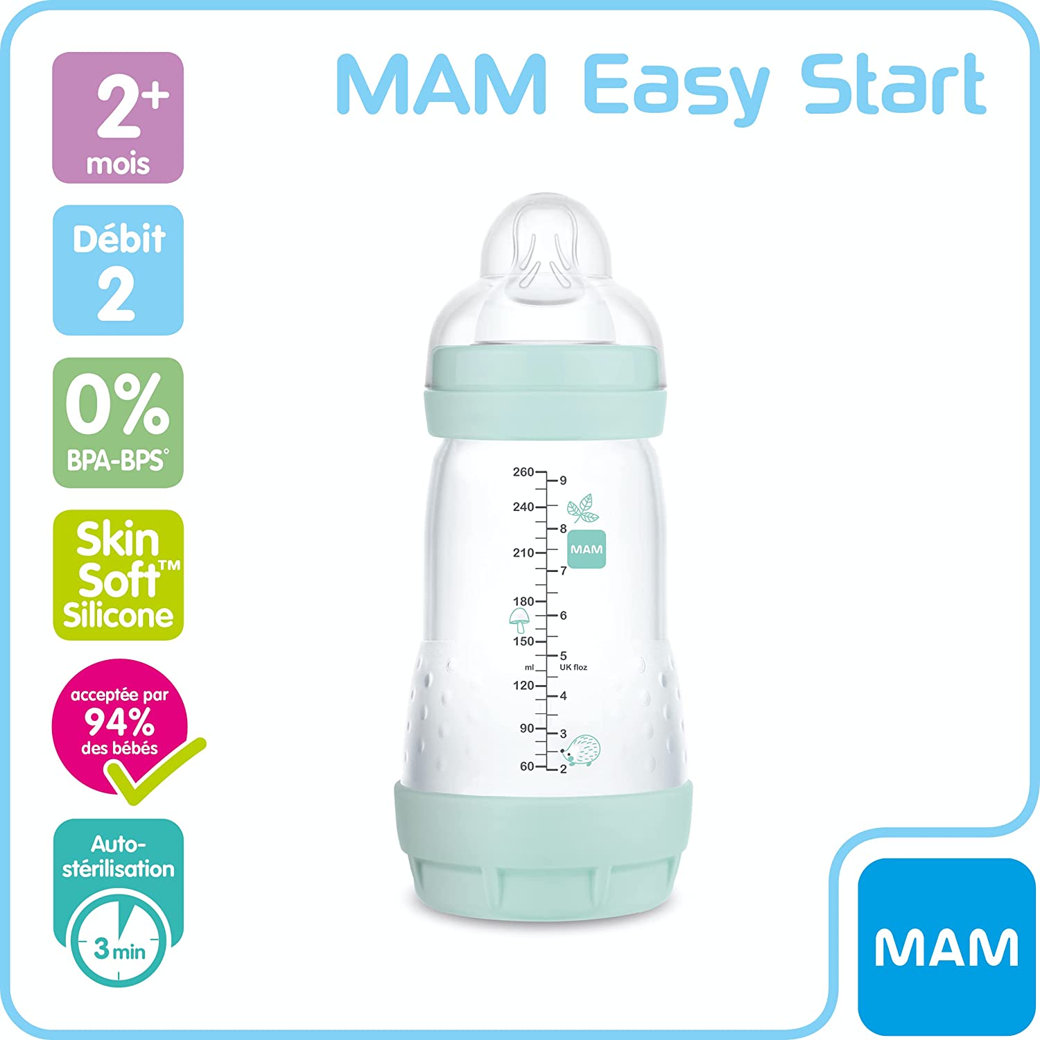 Mam Biberon Easy Start Anti-Colique 2 Mois et Plus 260 ml