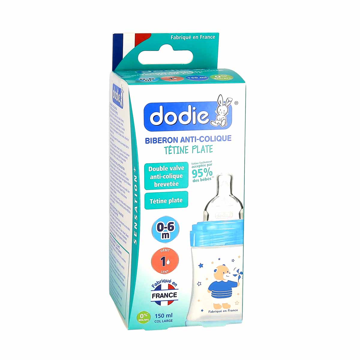 Dodie biberon sensation+ 150 ml 0-6 mois
