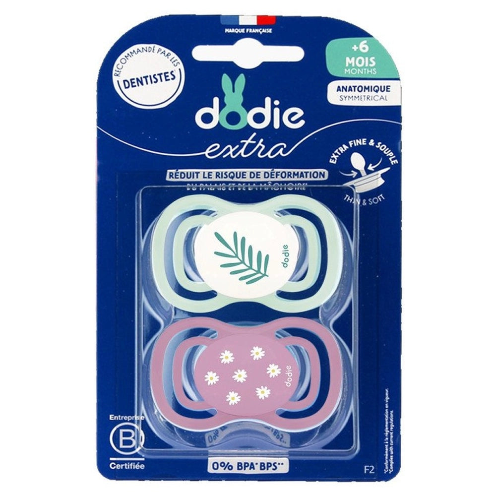 Dodie sucette +6 mois duo extra fine rose