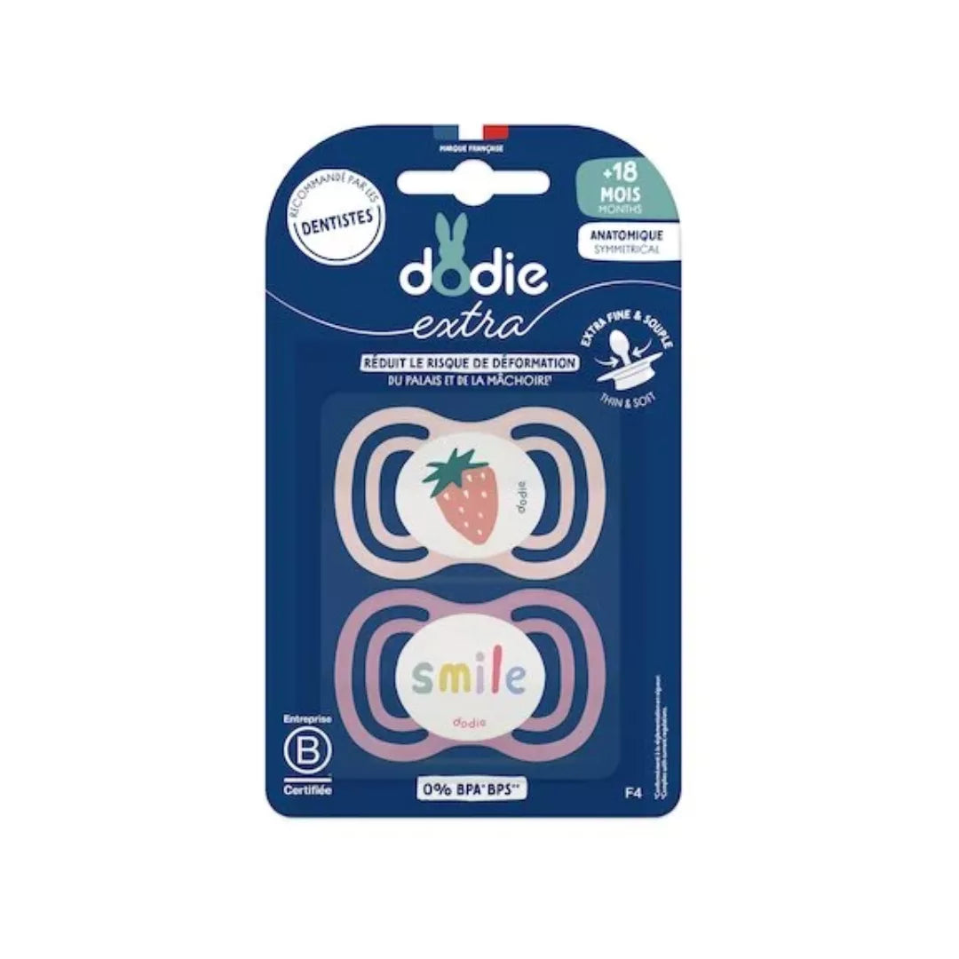 Dodie sucette +18 mois duo extra fine rose