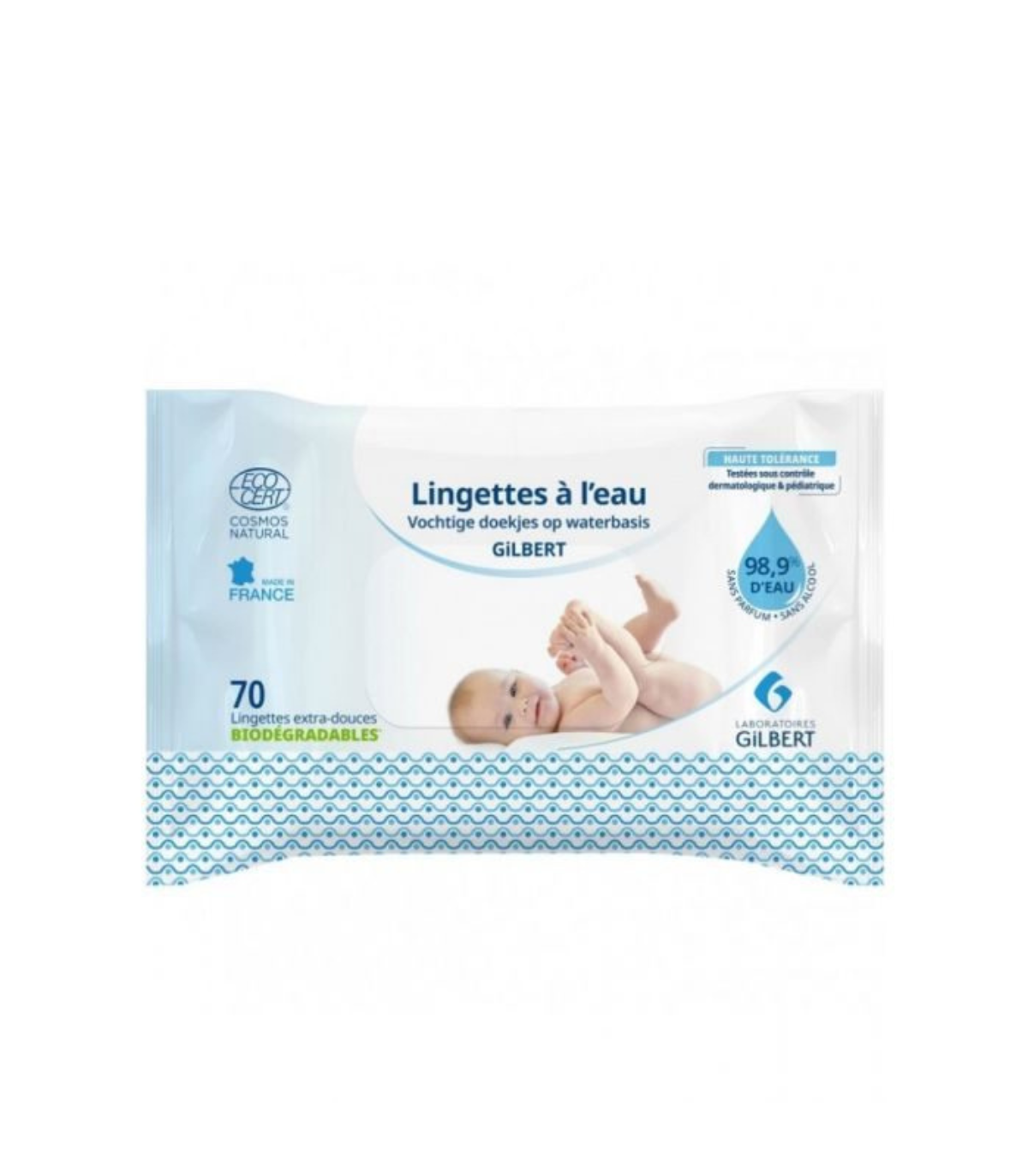 Gilbert Lingettes à l'eau Biodégradables 70