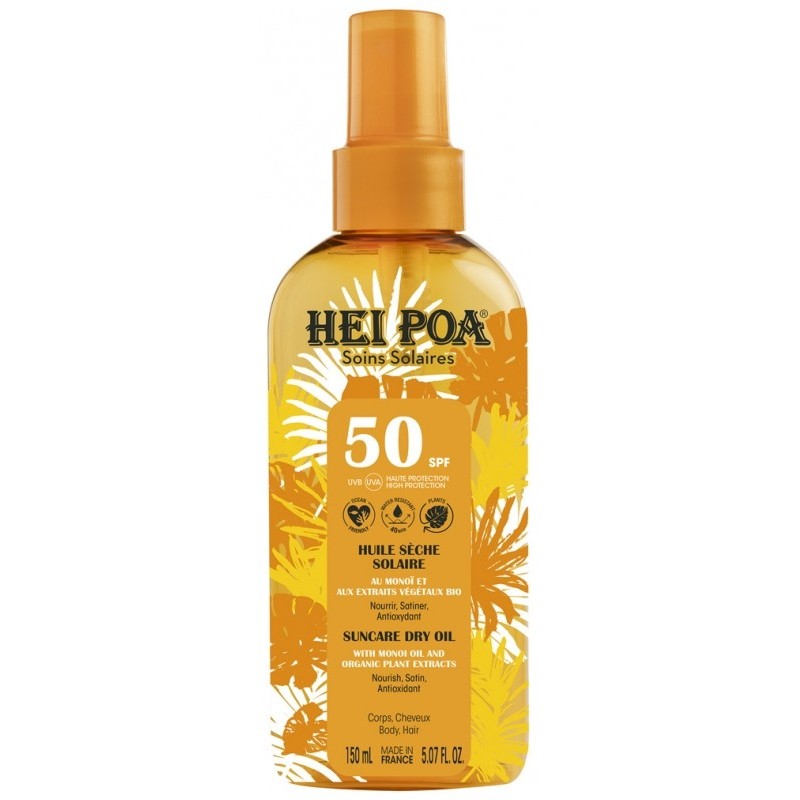 Hei Poa huile solaire monoï hydratante spf 50 corps 150ml