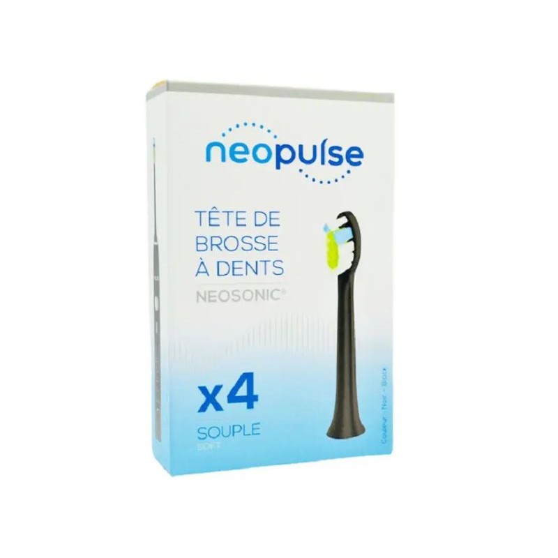 Neopulse recharge 4 tetes brosse a dents electrique neosonic noir souple