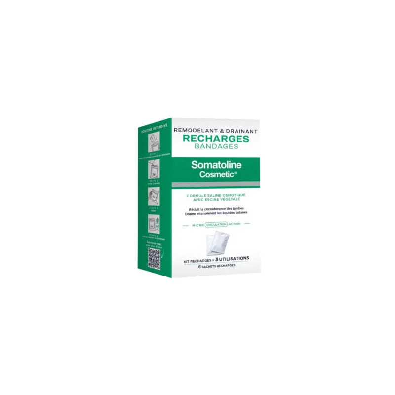Somatoline recharges bandages remodelant drainant x6 sachet