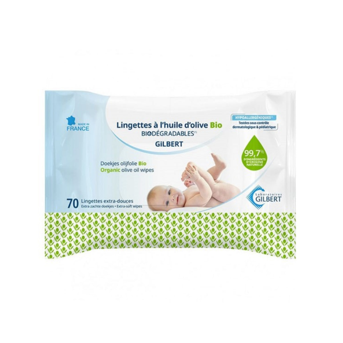Gilbert Lingettes à l'huile d'olive Bio extra douce 70